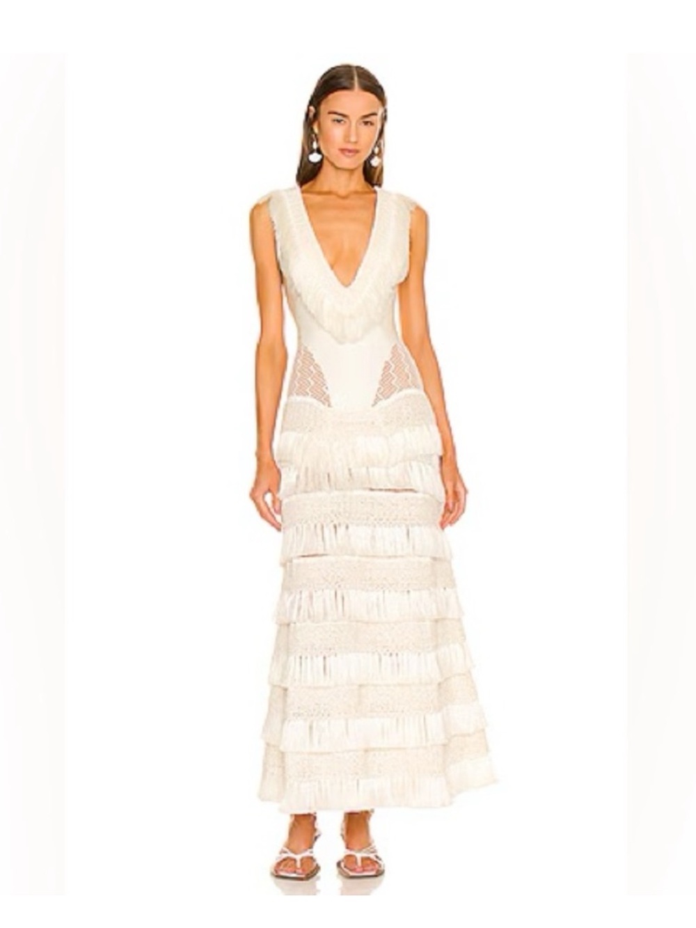 PatBO Fringed Trim V-Neck Maxi Dress - Picture 6 of 9